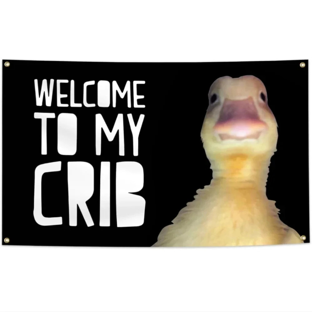 Welcome to My Crib Funny Flag 3x5Ft Wall Flag with 4 Brass Grommets for Bedroom